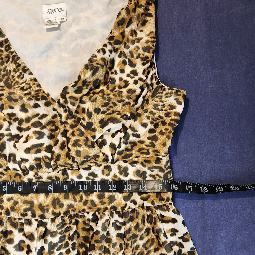 90s Together Leopard Print Sleeveless Fit-Flare Y2K/Indie/Edgy Midi Dress 10 - Picture 8 of 10